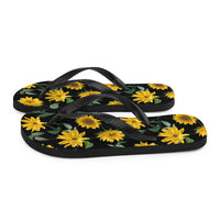 Dark Sunflower Flip-Flops