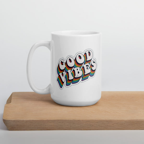 Good Vibes Retro - White glossy mug