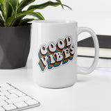 Good Vibes Retro - White glossy mug