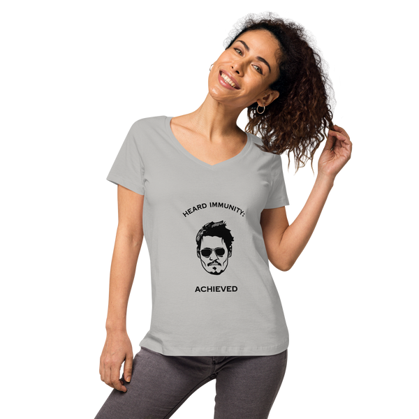 "HEARD" IMMUNITY Women’s fitted V-neck t-shirt